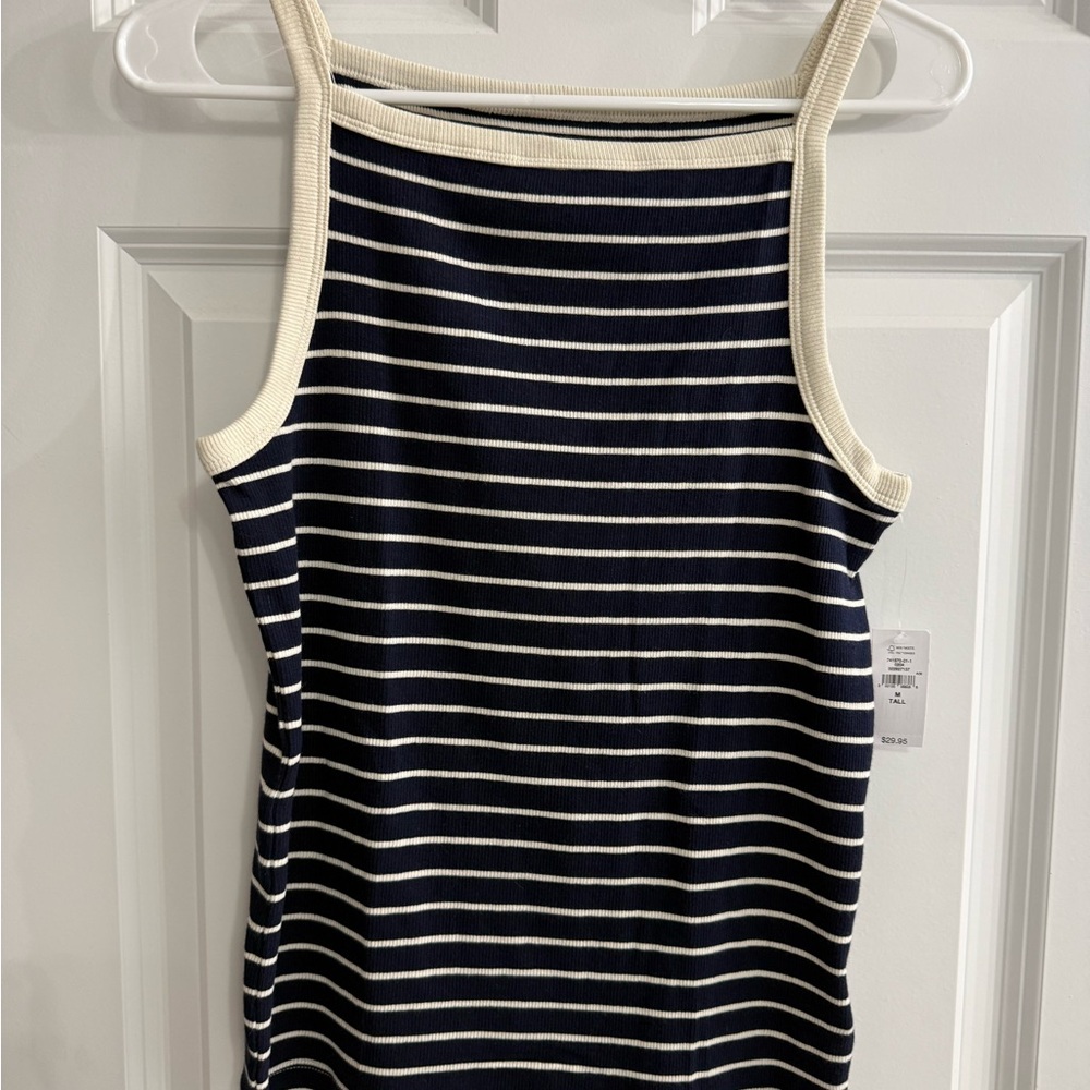 GAP Navy and Cream Striped Ribbed Tank Top NWT